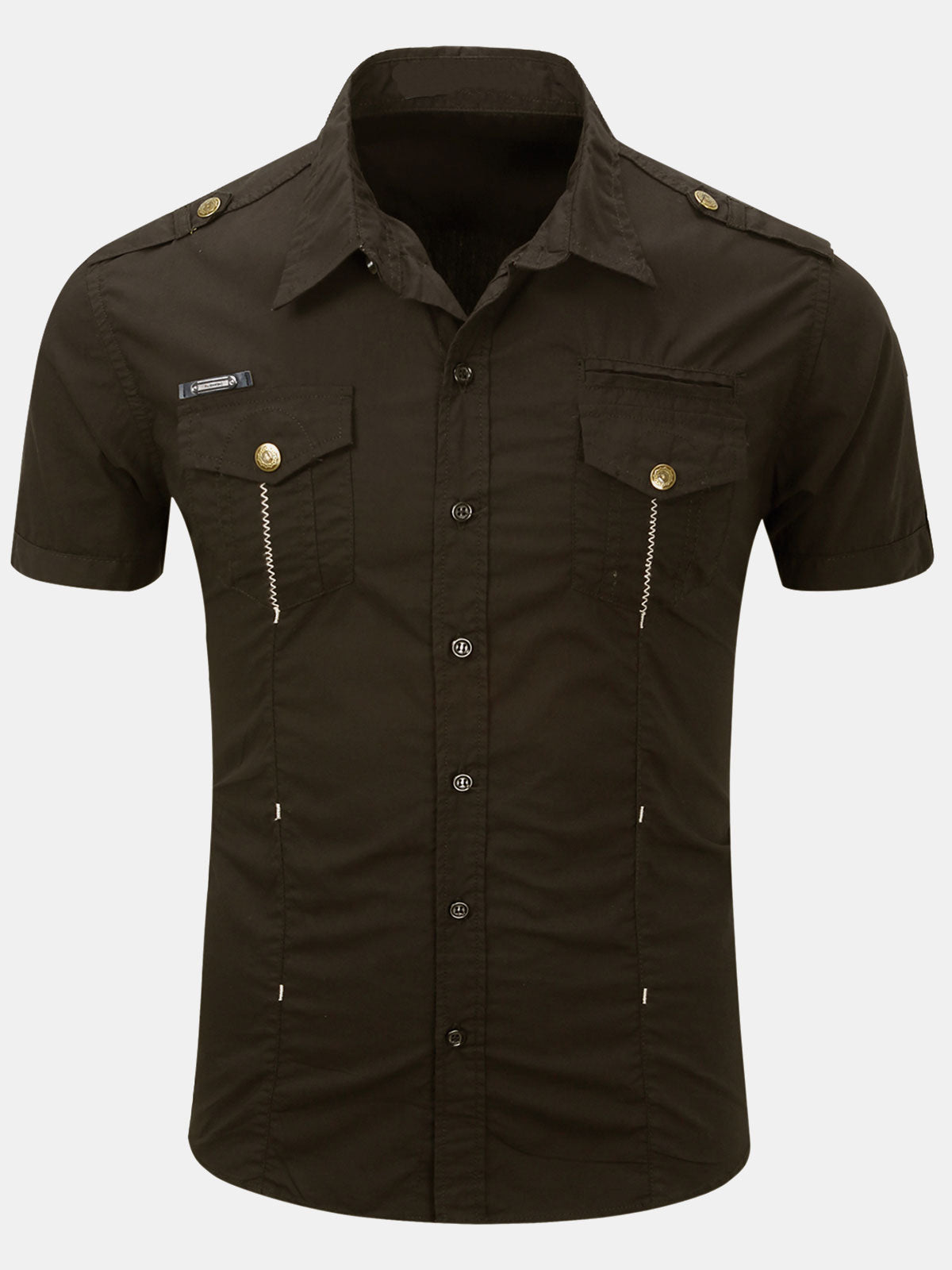 Chemise décontractée à manches courtes en coton pour homme, idéale pour l'extérieur