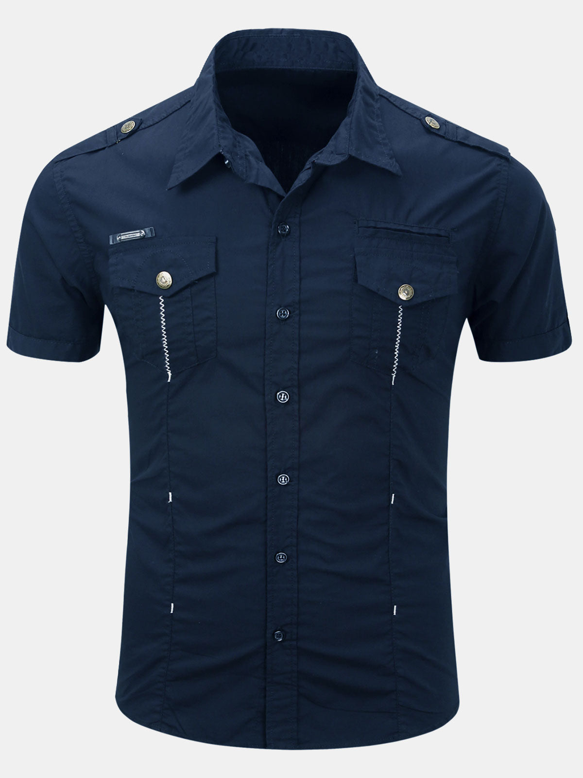 Chemise décontractée à manches courtes en coton pour homme, idéale pour l'extérieur