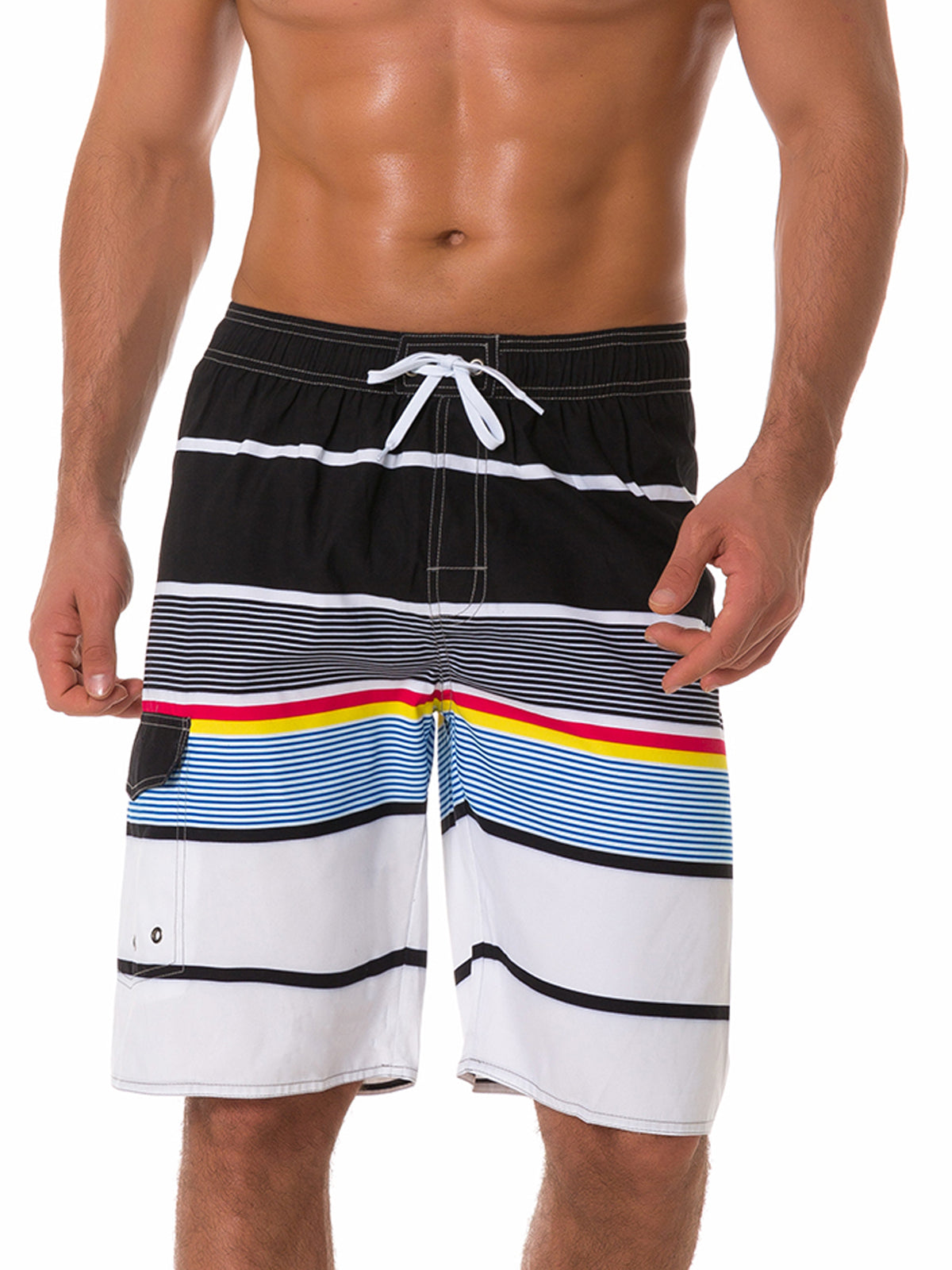Short d'été décontracté à rayures multicolores pour hommes, maillot de bain