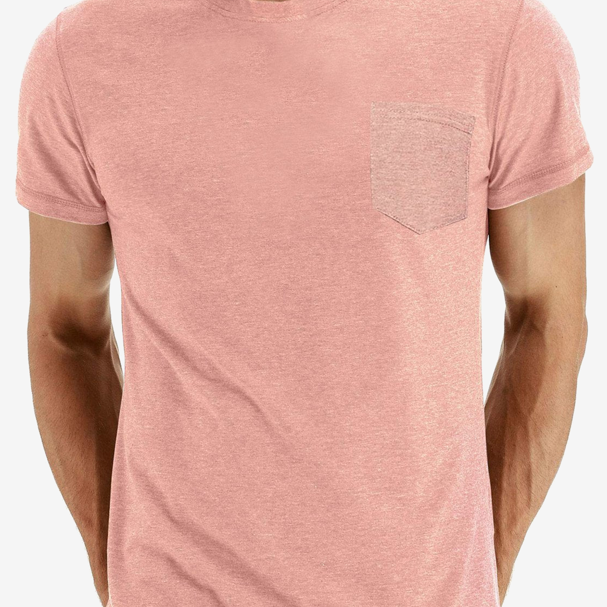 T-shirt décontracté à manches courtes avec poche de couleur unie pour hommes