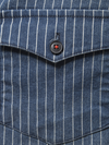 Chemise à manches longues en coton vintage avec poche à rayures en denim pour hommes