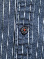 Chemise à manches longues en coton vintage avec poche à rayures en denim pour hommes