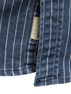 Chemise à manches longues en coton vintage avec poche à rayures en denim pour hommes