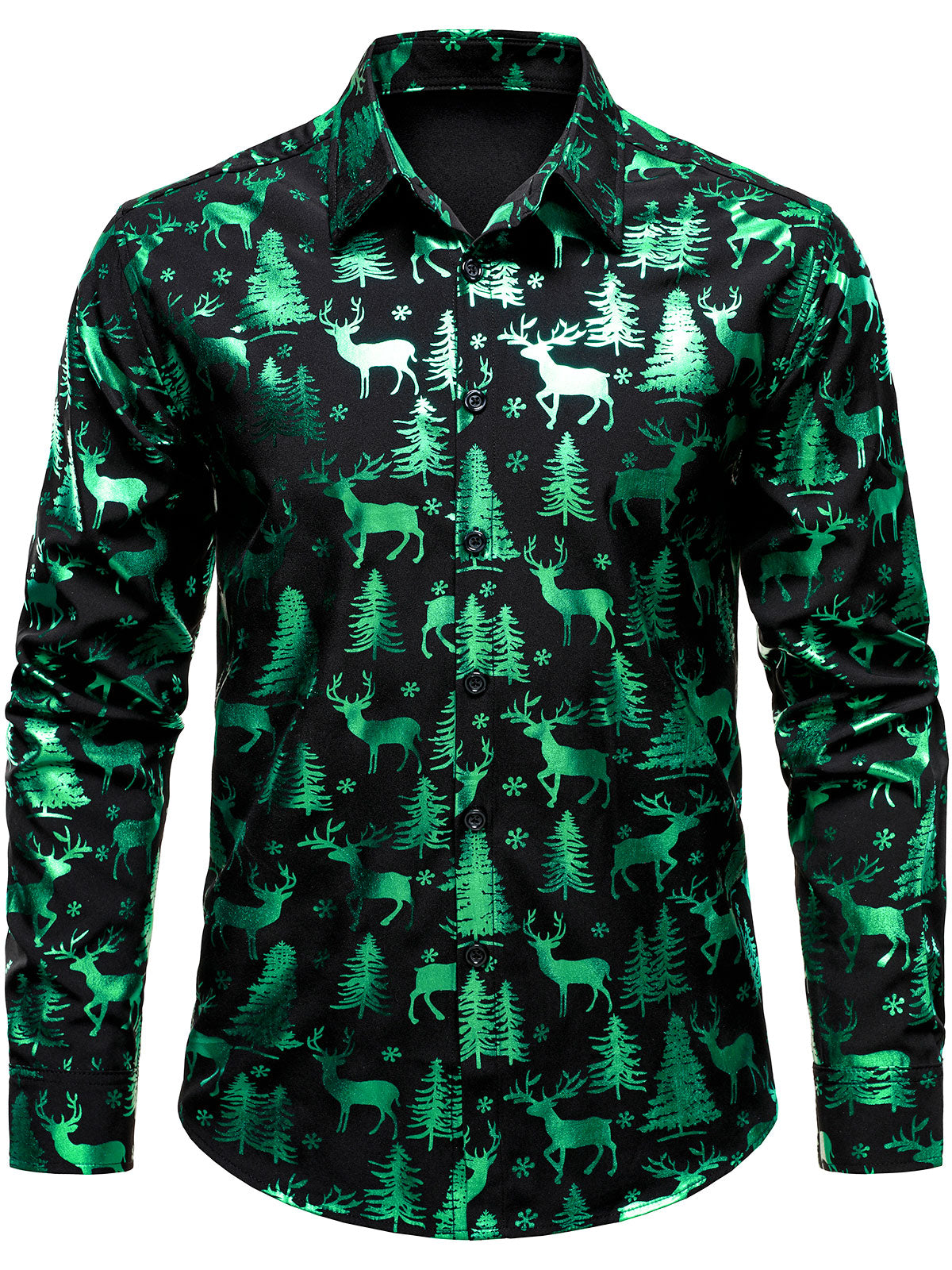 Chemise noire à manches longues pour homme avec imprimé festif de rennes de Noël