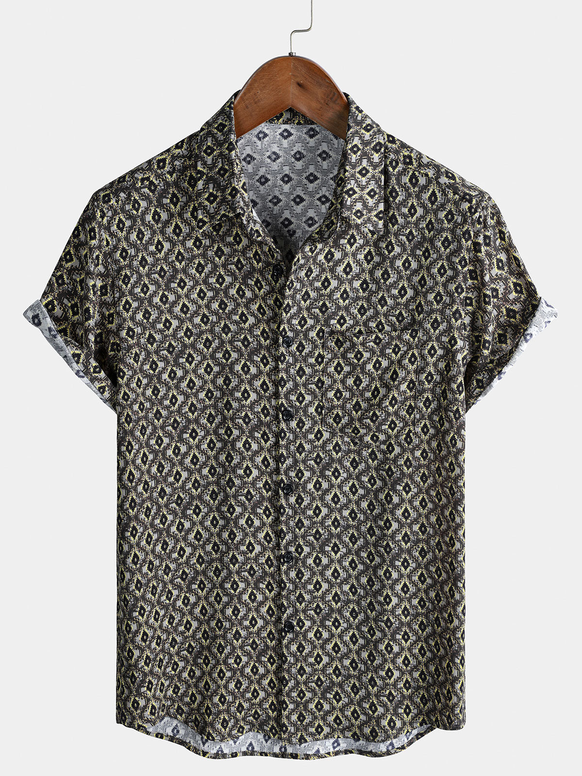 Chemise Homme Géométrique Hawaïenne Rétro