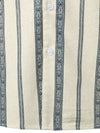 Chemise en lin d'été boutonnée à col camp et à rayures pour hommes
