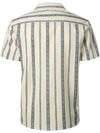 Chemise en lin d'été boutonnée à col camp et à rayures pour hommes