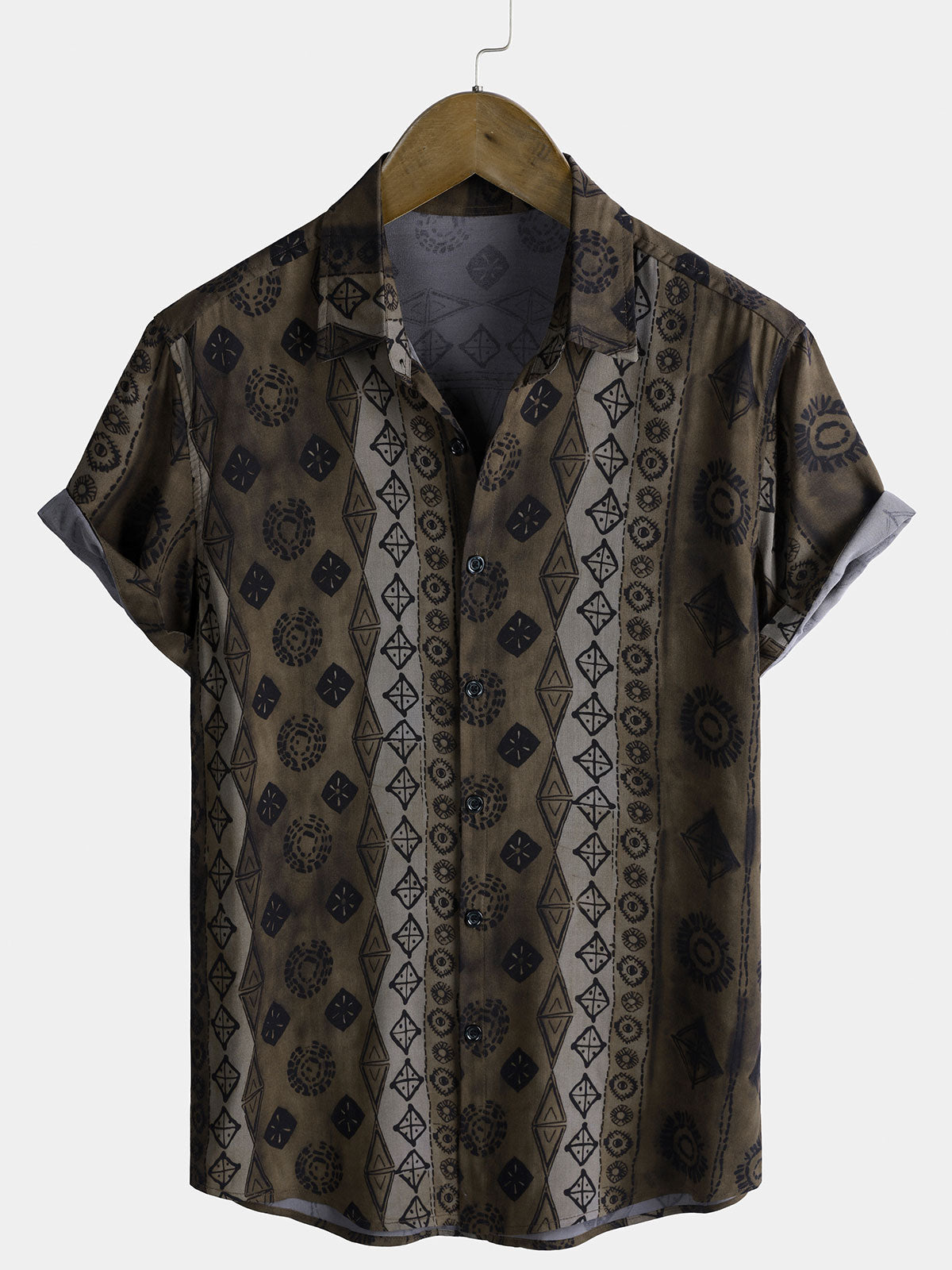 Chemise Homme Rayures Géométriques Vintage