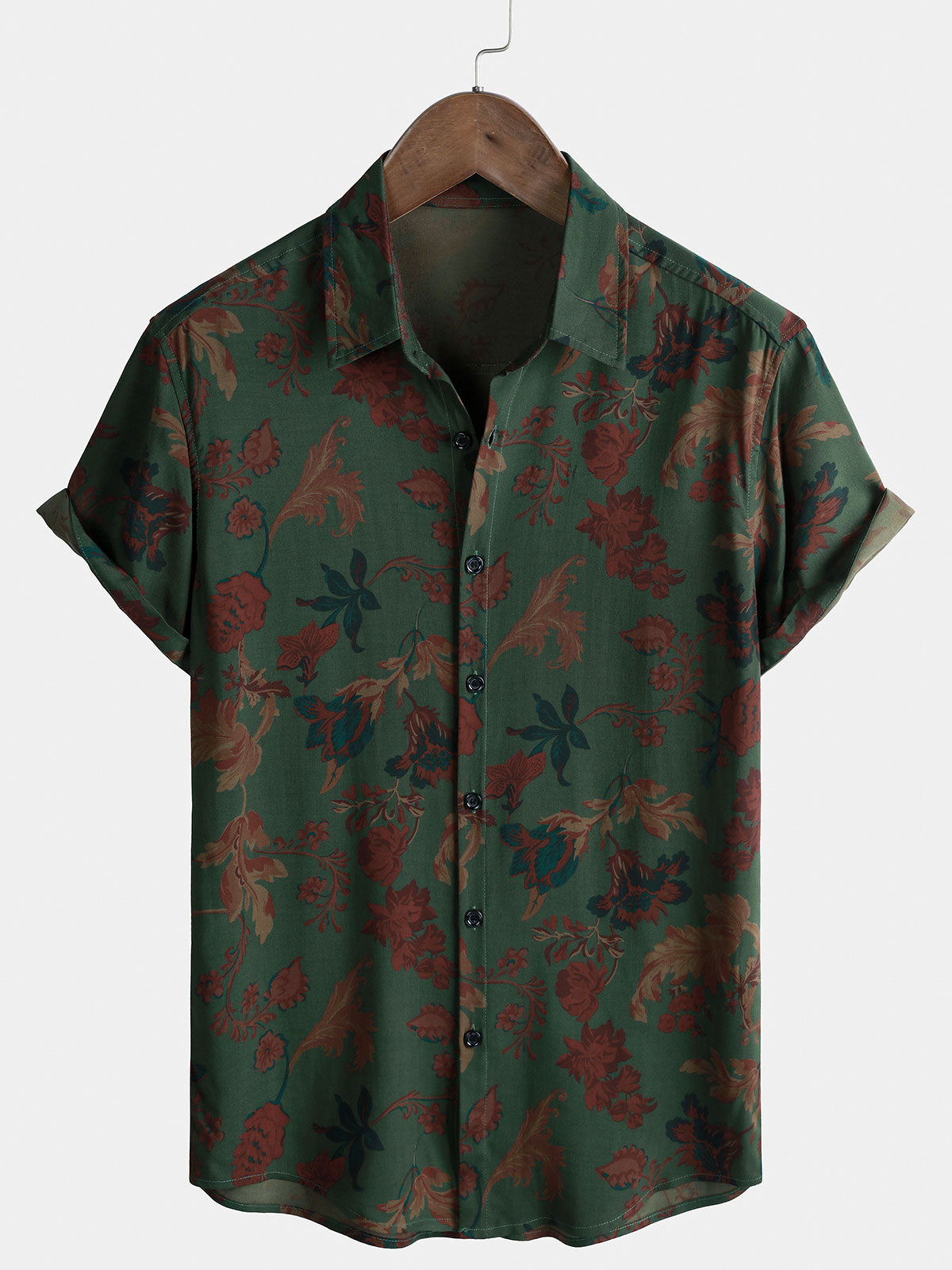 Chemise Homme Style Vintage Décontractée d'Été à Imprimé Manches Courtes