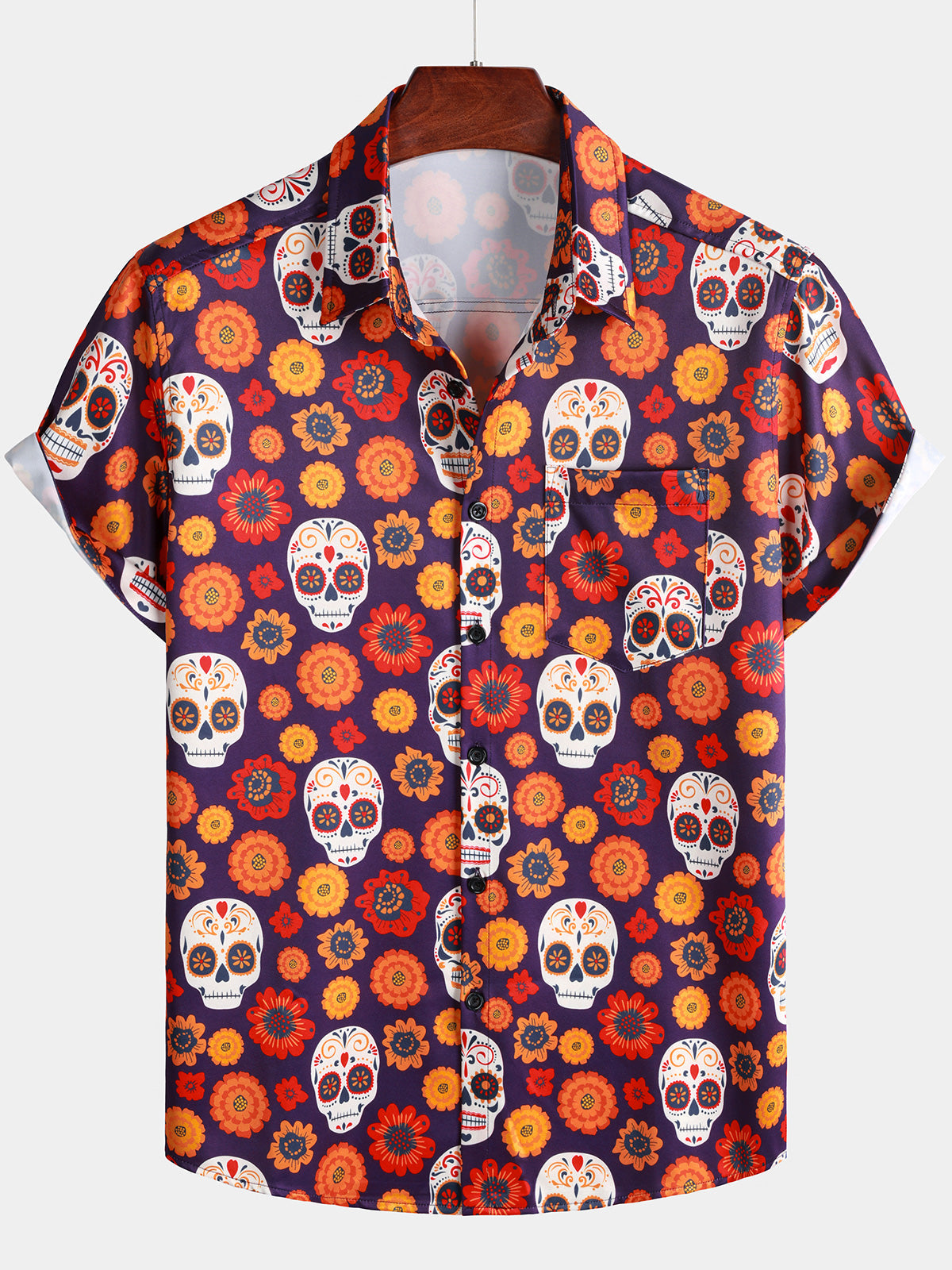 Chemise Hawaii Homme Tête De Mort Punk Rock Vintage 70s