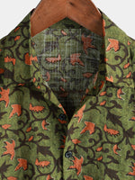 Chemise boutonnée à manches courtes de plage en coton vintage hawaïen à fleurs des années 70 pour hommes