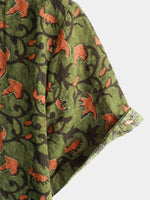 Chemise boutonnée à manches courtes de plage en coton vintage hawaïen à fleurs des années 70 pour hommes