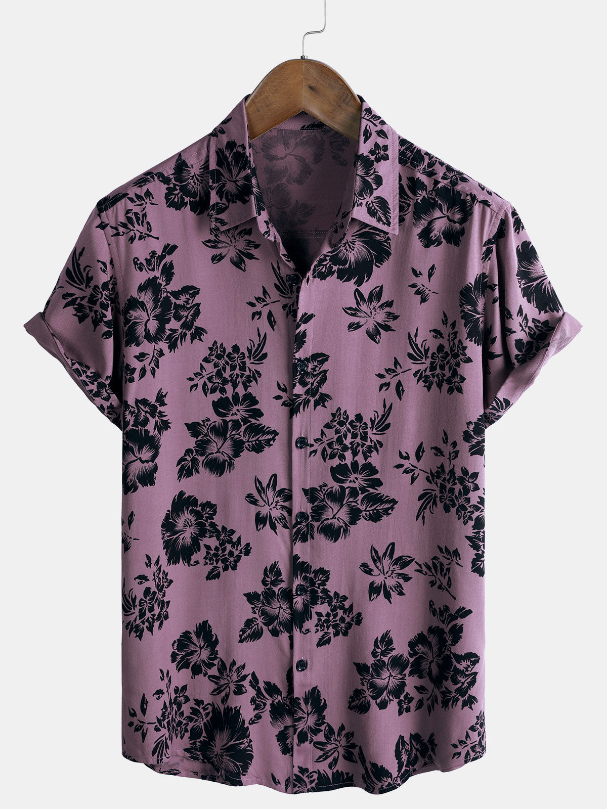 Chemise Homme de Vacances à Manches Courtes en Rayonne avec Imprimé Floral Tropical