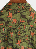 Chemise boutonnée à manches courtes de plage en coton vintage hawaïen à fleurs des années 70 pour hommes