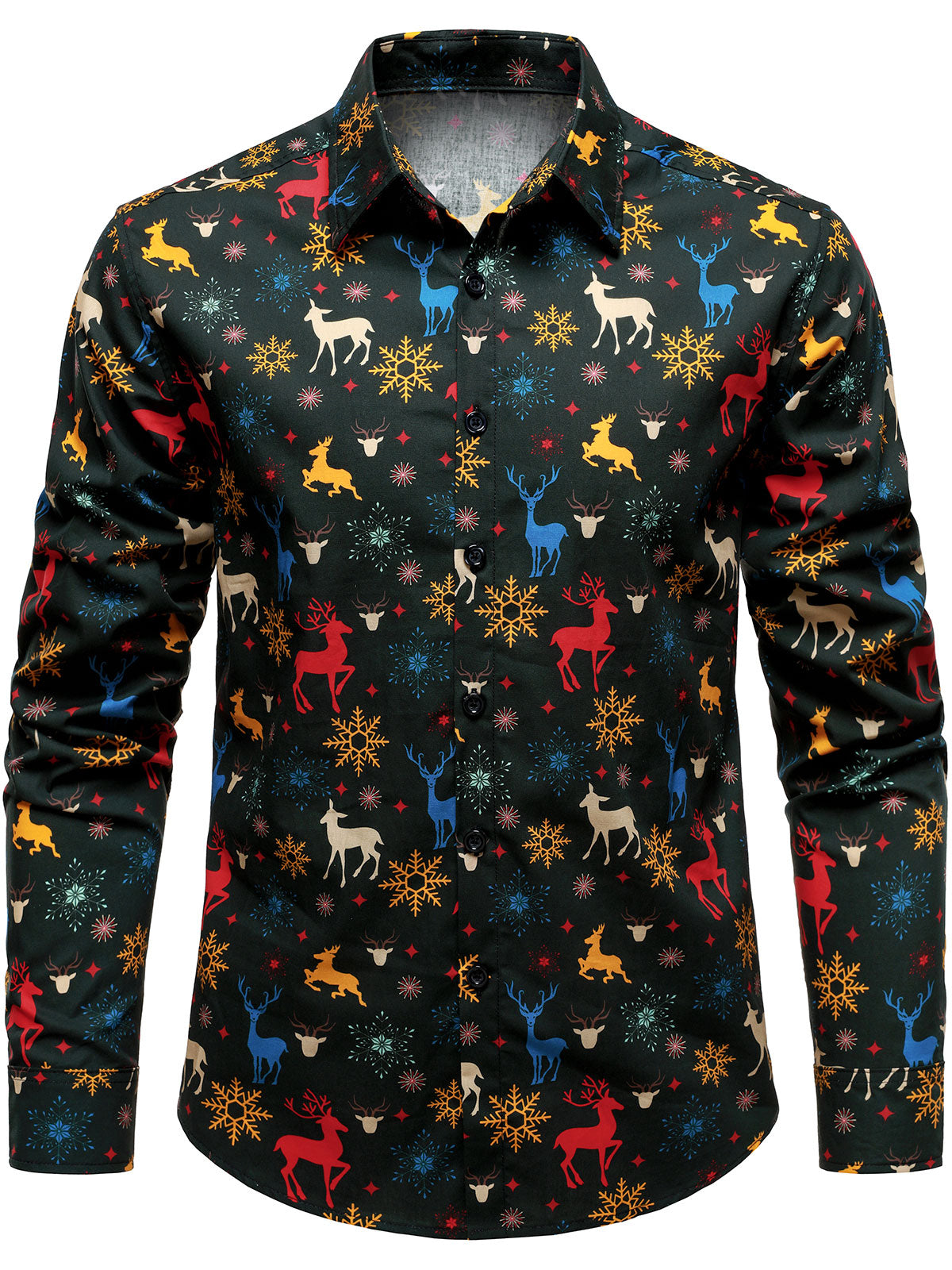 Chemise à manches longues pour homme à thème de Noël, motif renne festif