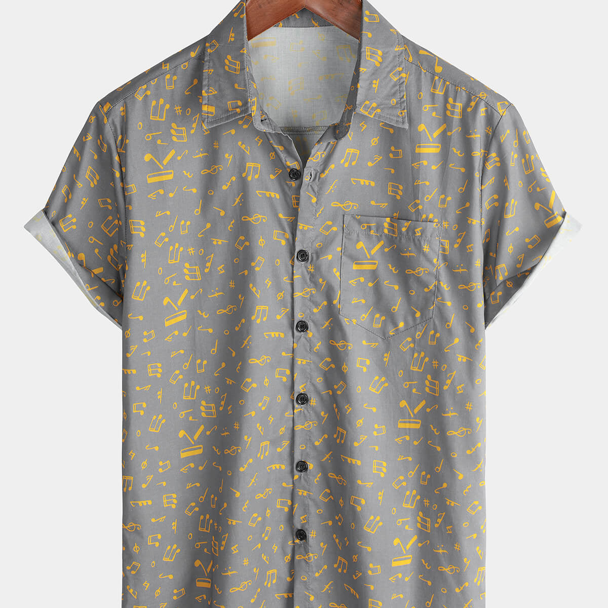 Chemise en coton boutonnée drôle à manches courtes pour hommes, vacances, été, festival de musique