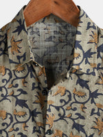 Chemise boutonnée à manches courtes en coton vintage hawaïen des années 70 pour homme