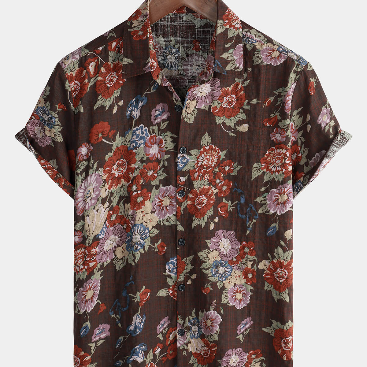 Chemise à manches courtes boutonnée en coton pour hommes, décontractée, Vintage, vacances, rétro, Floral, boutonnée