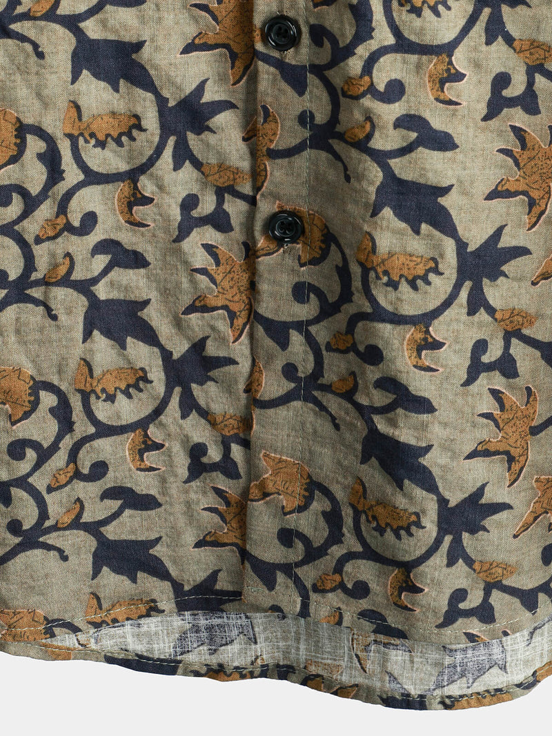 Chemise boutonnée à manches courtes en coton vintage hawaïen des années 70 pour homme