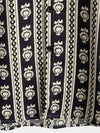 Chemise boutonnée d'été vintage rétro à manches courtes à rayures bleu marine à fleurs pour hommes