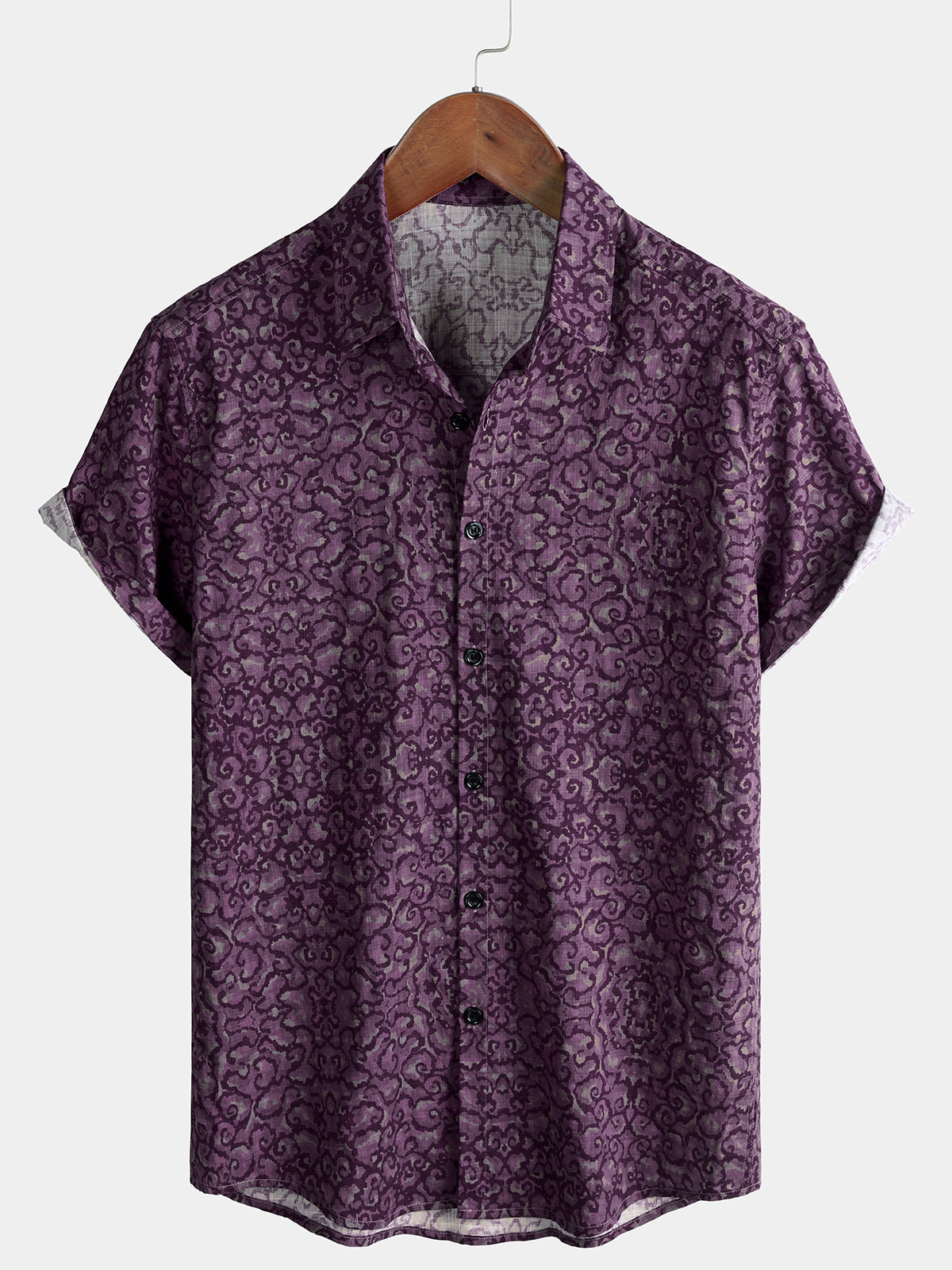 Chemise Homme Violet Motif Rétro