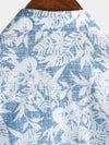 Chemise hawaïenne boutonnée à manches courtes en coton bleu pour homme
