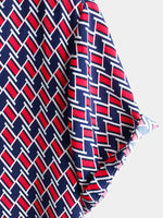Chemise d'été boutonnée géométrique à manches courtes pour hommes