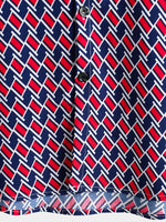 Chemise d'été boutonnée géométrique à manches courtes pour hommes
