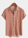 Chemise à manches courtes d'été boutonnée rétro géométrique des années 70 pour hommes