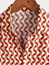 Chemise à manches courtes d'été boutonnée rétro géométrique des années 70 pour hommes