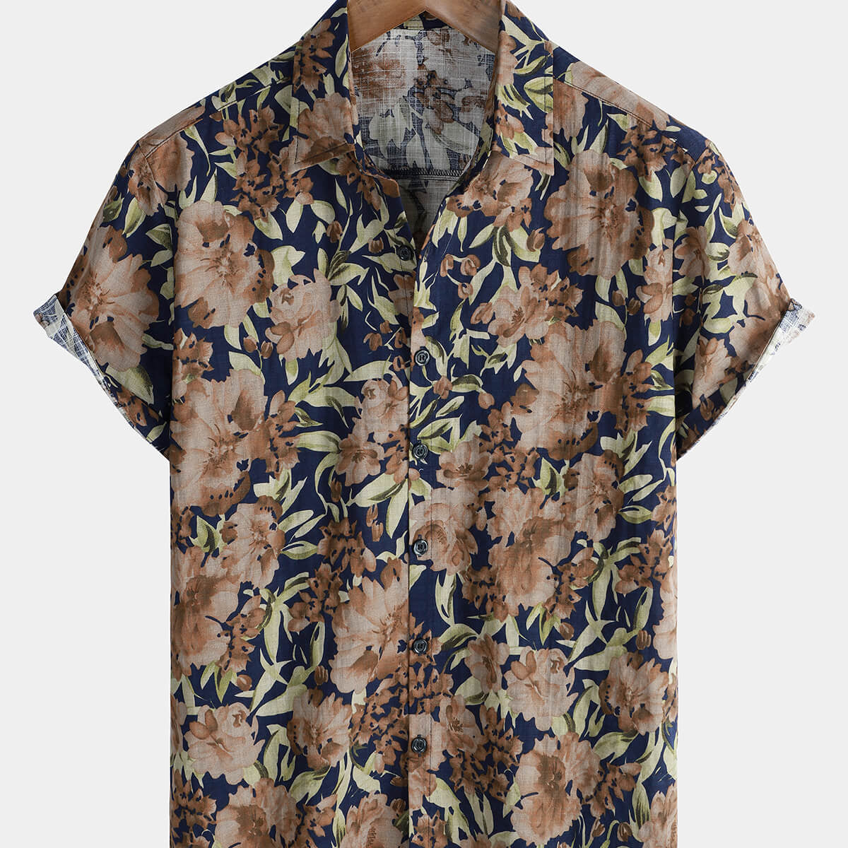Chemise à manches courtes boutonnée à fleurs hawaïennes vintage pour hommes