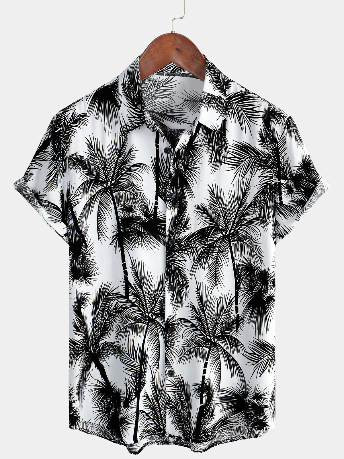 Chemise hawaïenne boutonnée à manches courtes pour hommes, palmier tropical