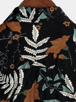 Chemise à manches courtes en coton à imprimé floral rétro pour homme