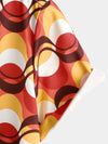 Hommes Retro Button Up Vintage Orange 70s Party Geometric Summer Beach Chemise à manches courtes