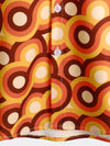 Chemise à manches courtes de plage d'été à cercle géométrique vintage orange des années 70 pour hommes