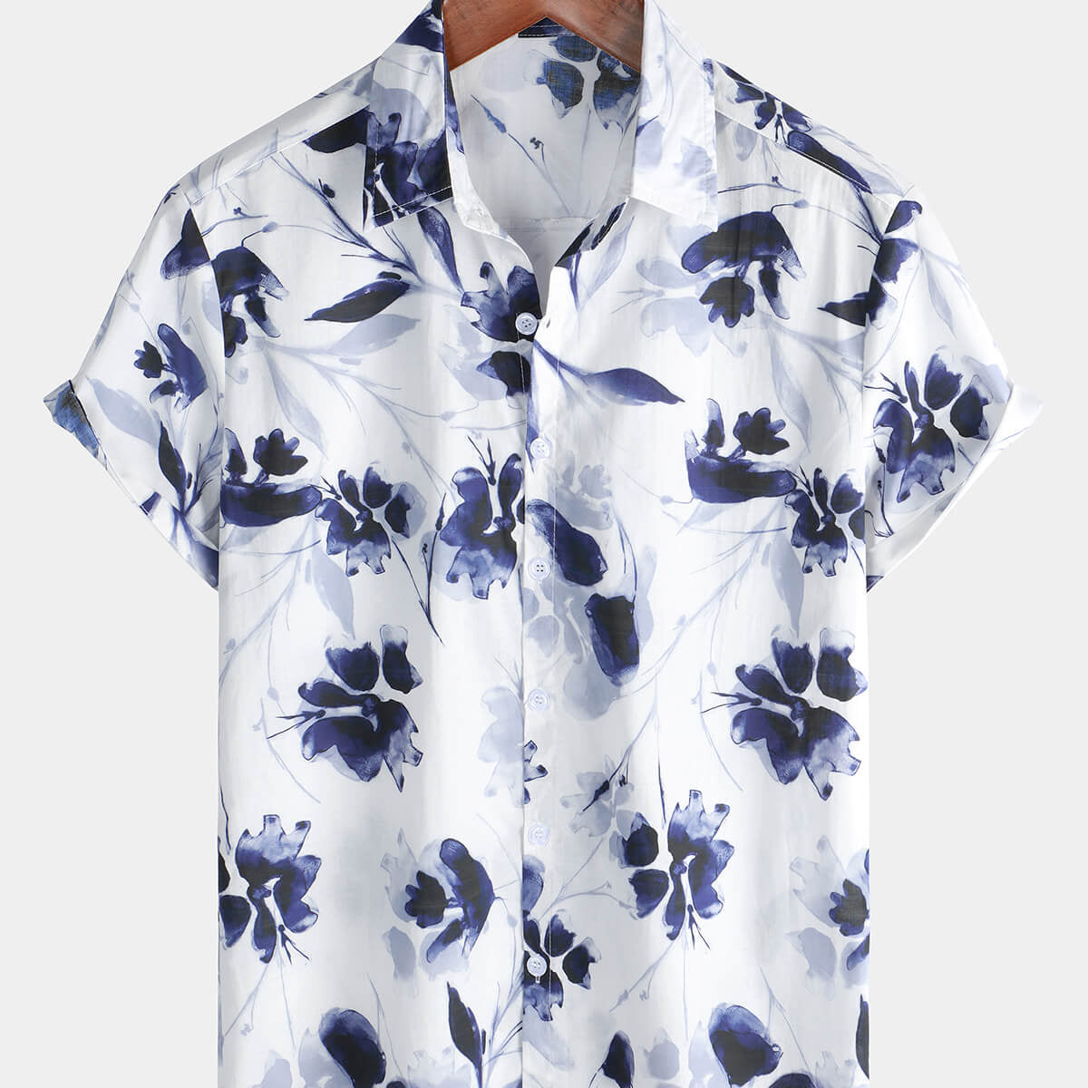 Chemise hawaïenne à manches courtes boutonnée à fleurs pour hommes, vacances d'été