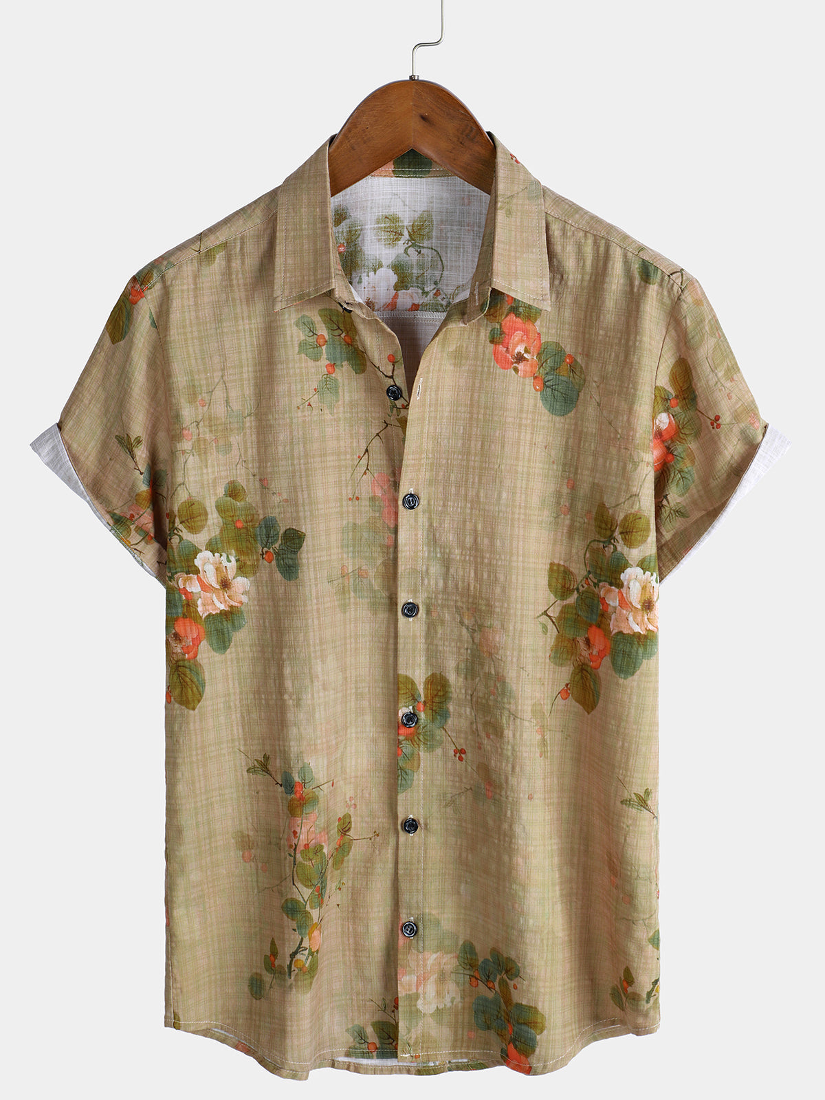 Chemise d'été à manches courtes pour homme, imprimé floral, pour la plage
