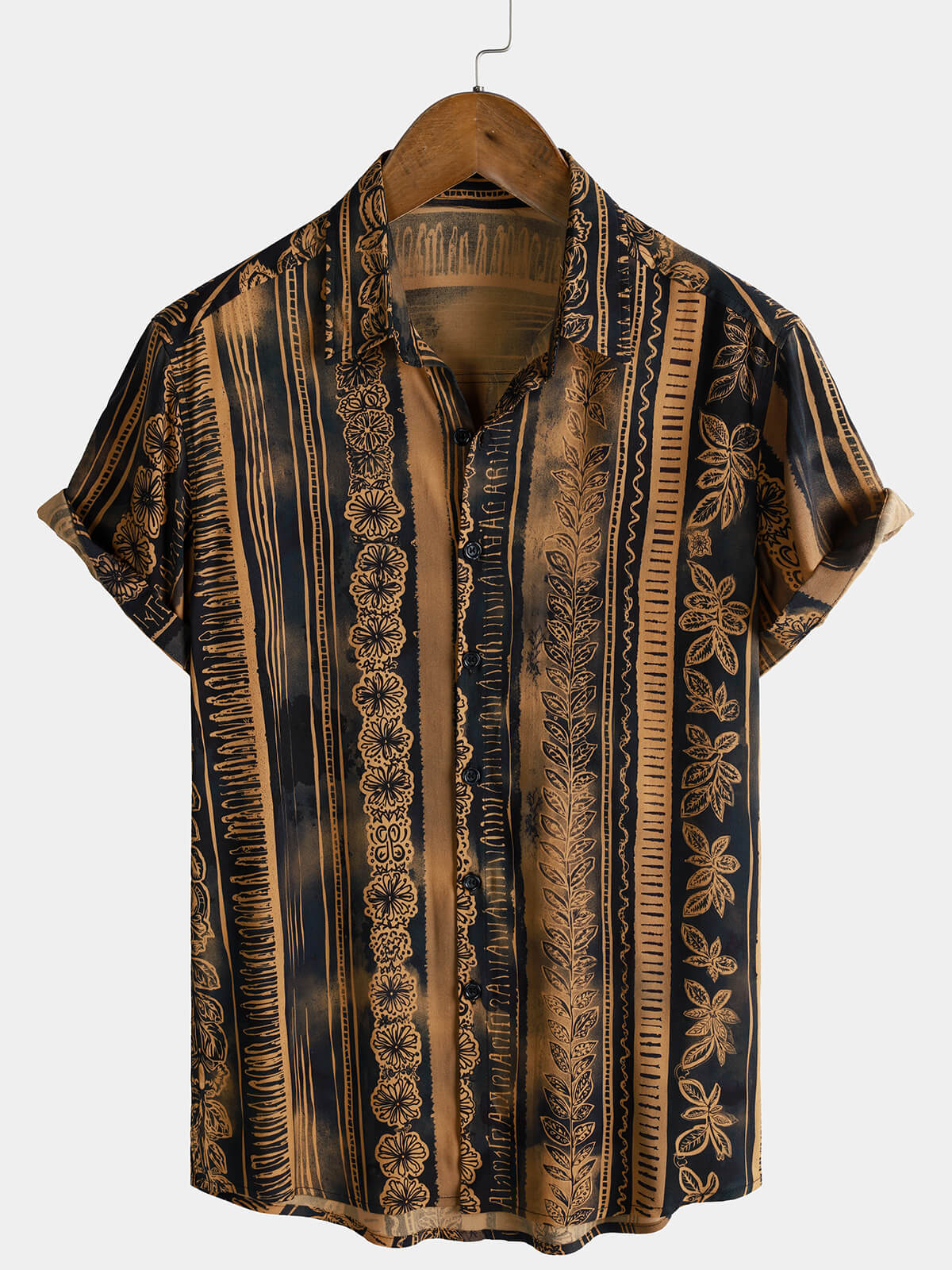 Chemise Homme Hawaïenne Tribal Florale Manches Courtes