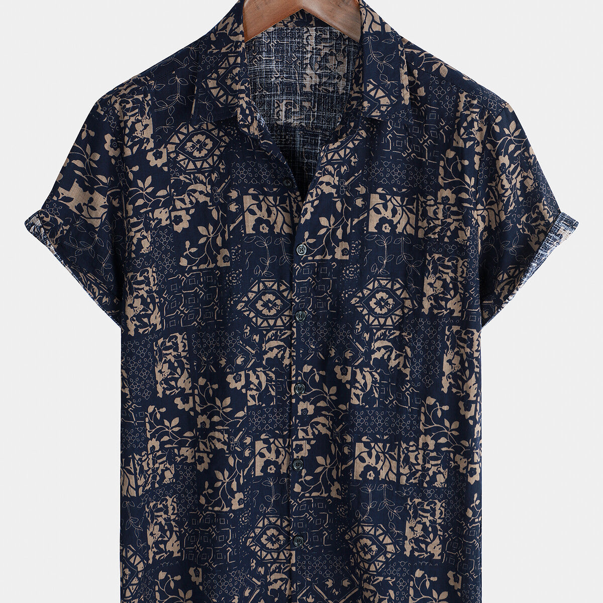 Chemise hawaïenne boutonnée vintage en coton pour hommes