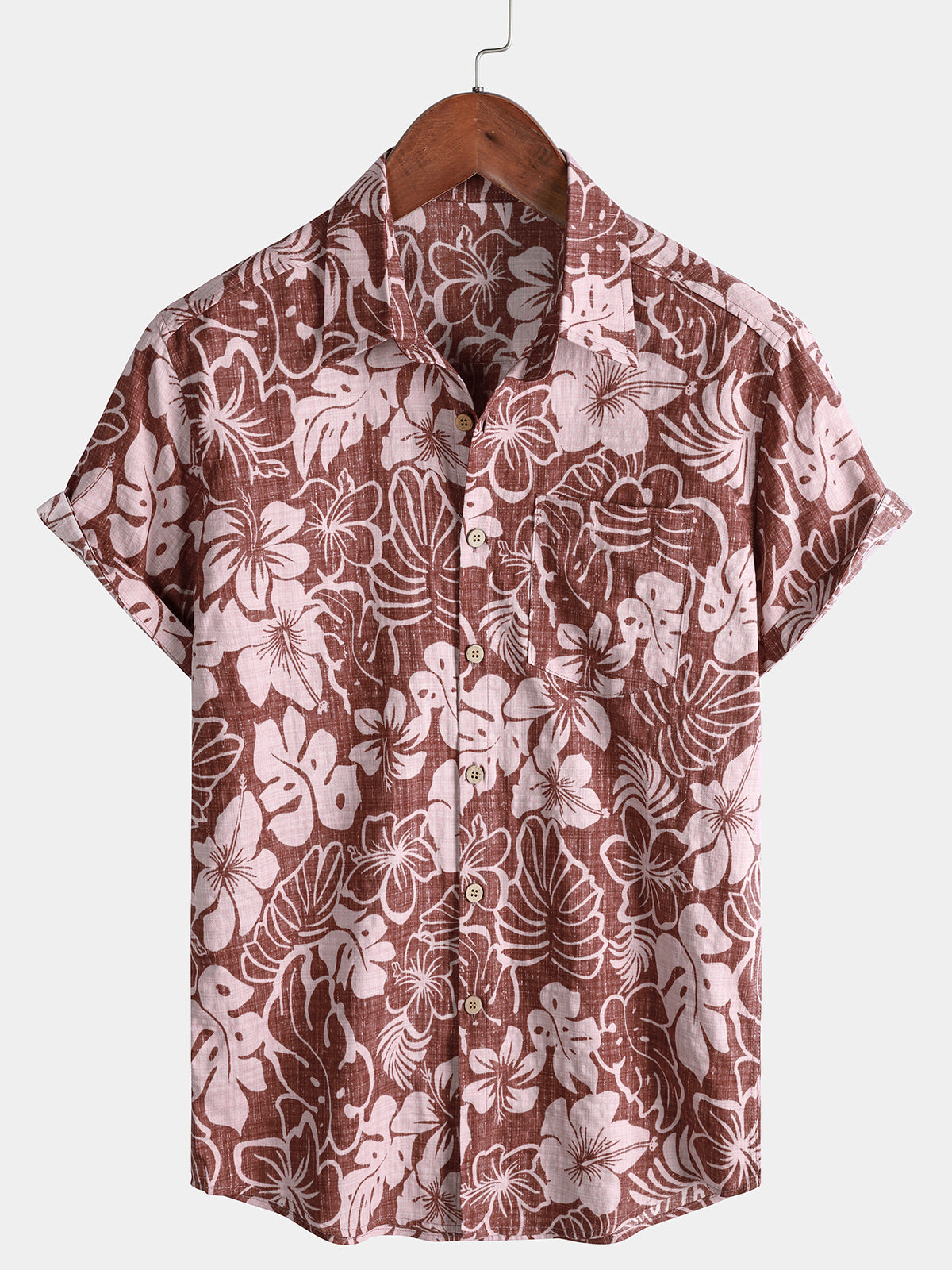 Chemise Homme Hibiscus Légère Manches Courtes