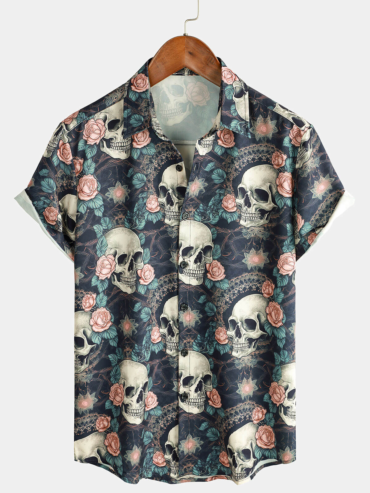 Chemise d'été à manches courtes pour hommes, Cool Skull Punk Rock Holiday Beach