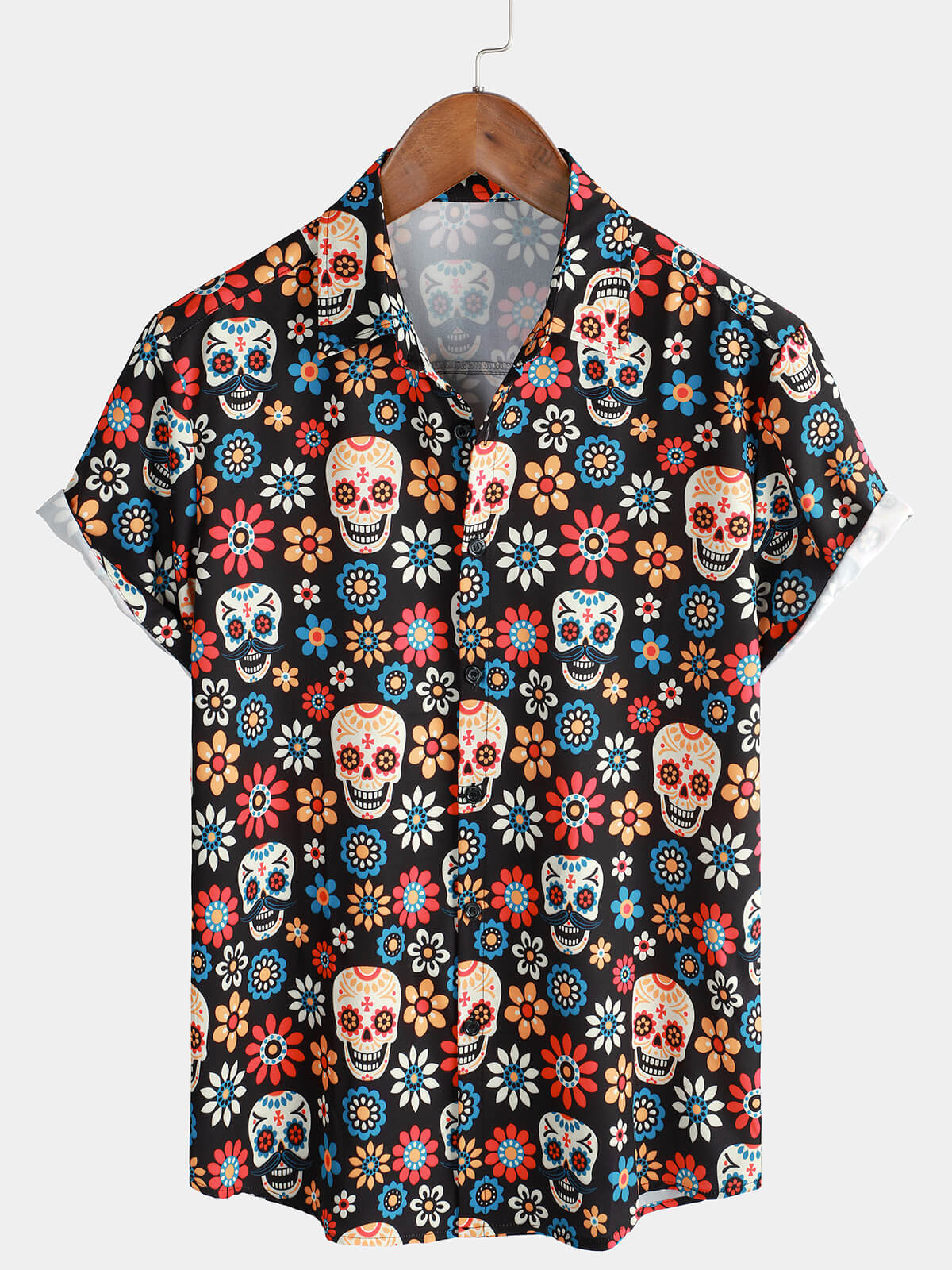 Chemise d'été à manches courtes pour hommes Sugar Skull Punk Rock Holiday Cool Beach