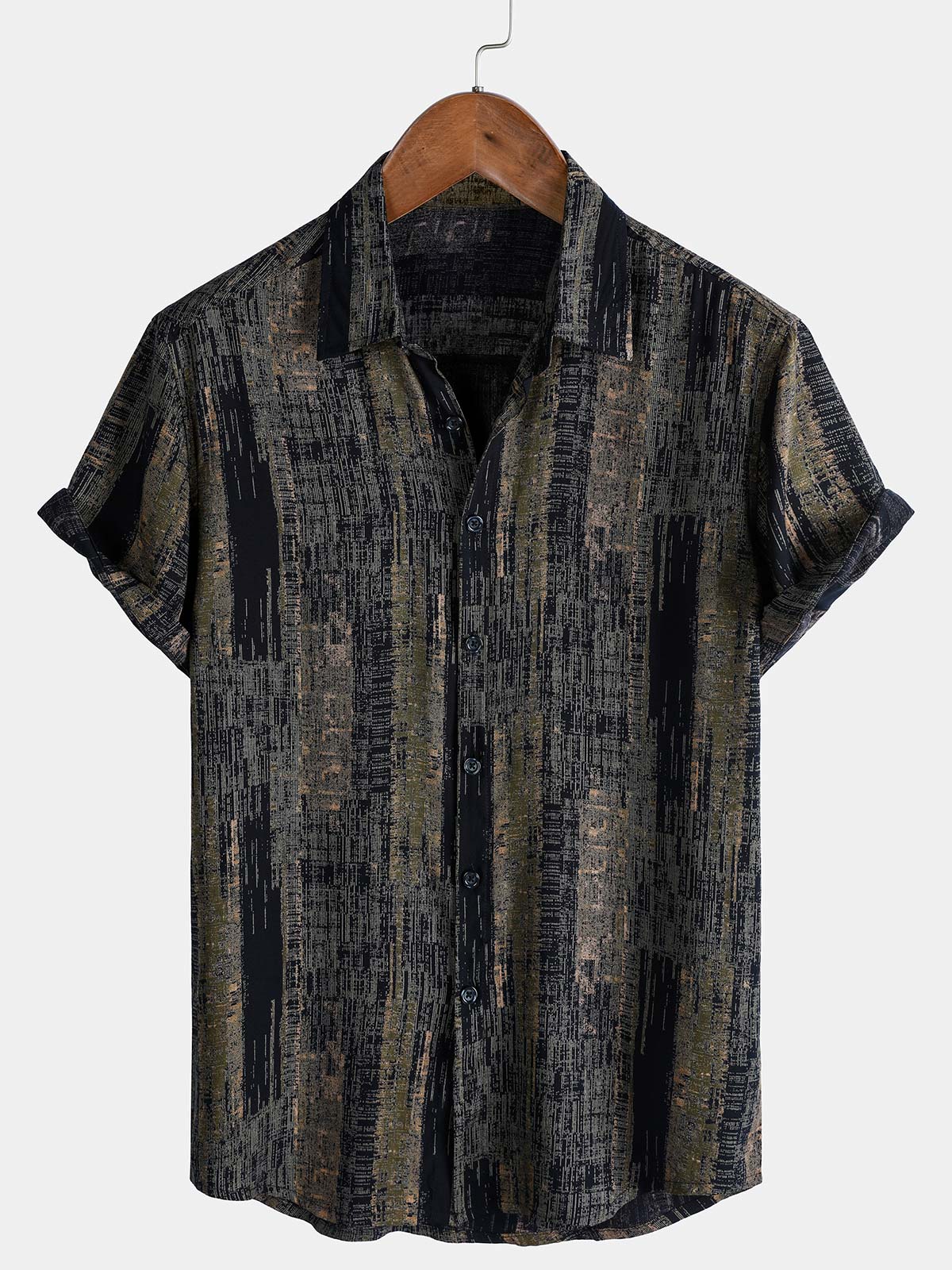 Chemise à manches courtes à rayures rétro pour homme