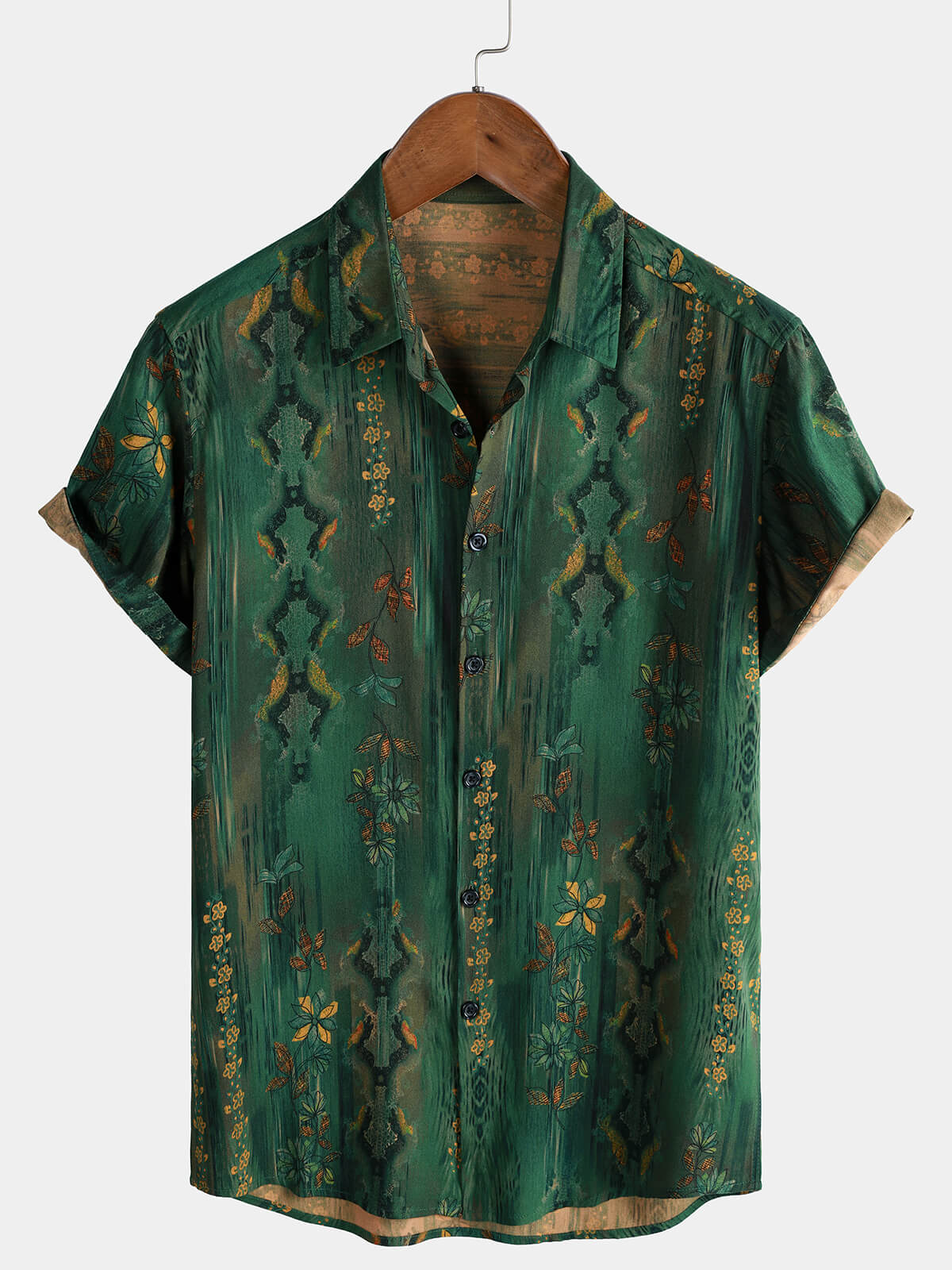 Chemise à manches courtes à rayures rétro pour homme