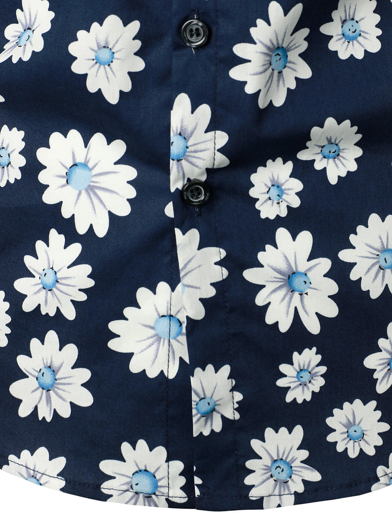 Chemise à fleurs hawaïennes tropicales en coton à imprimé marguerites pour hommes