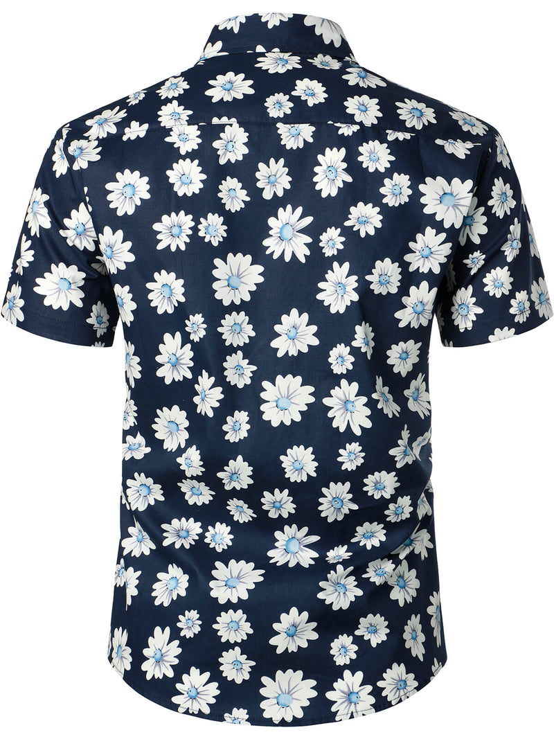 Chemise à fleurs hawaïennes tropicales en coton à imprimé marguerites pour hommes