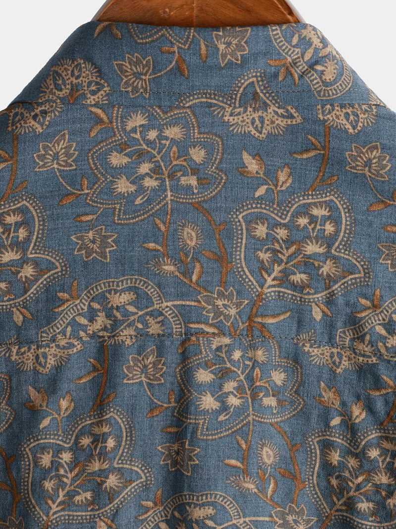 Chemise de plage à manches courtes boutonnée rétro pour homme Paisley Vintage Floral 70s