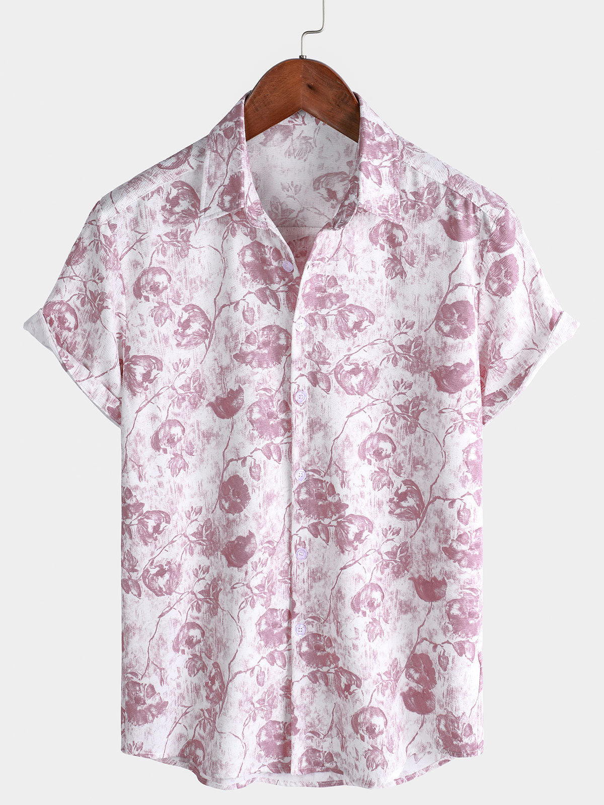Chemise hawaïenne à manches courtes et imprimé floral pour homme