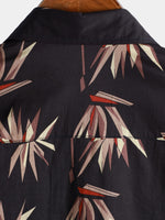 Chemise boutonnée à manches courtes en coton noir pour homme avec poche de vacances et plage