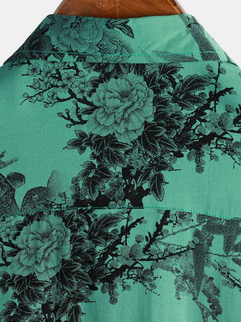 Chemise hawaïenne boutonnée à manches courtes pour homme